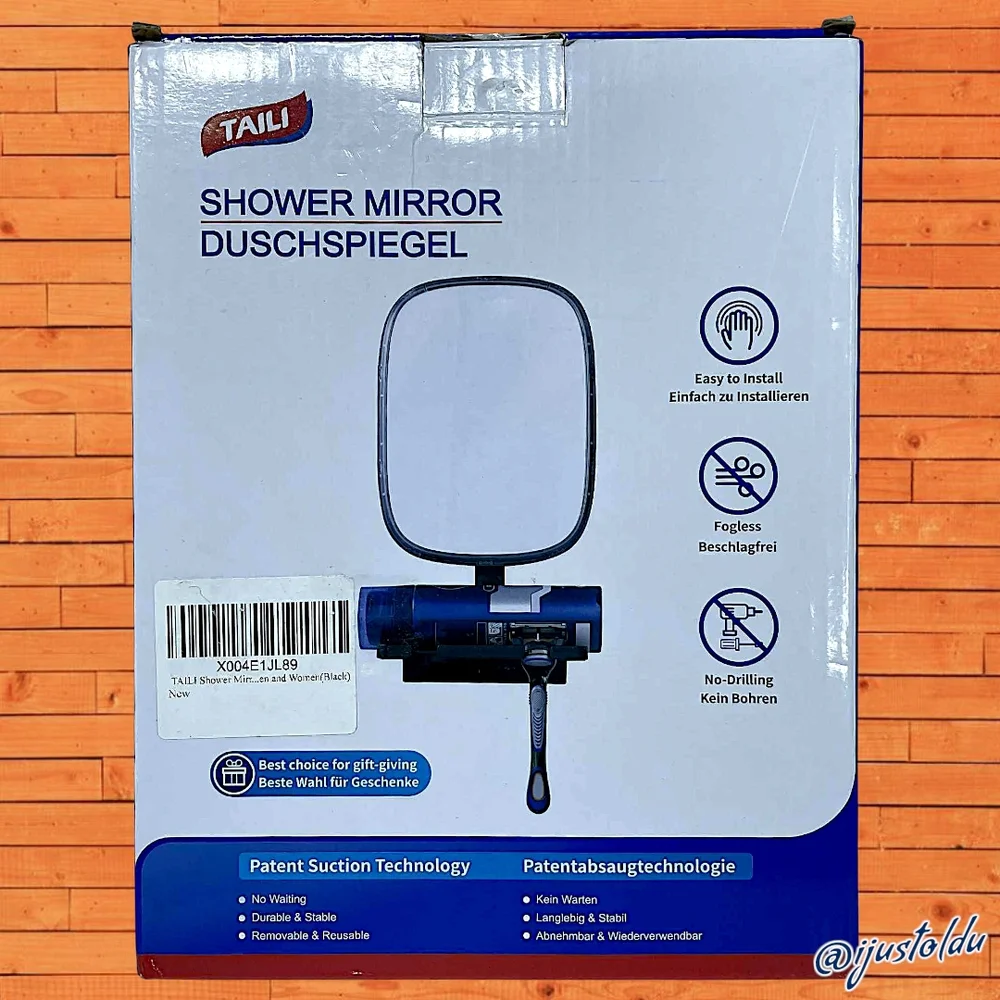 TAILI Shower Mirror | Fogless, Easy Install, Rotatable 360°, Shelf & Squeegee